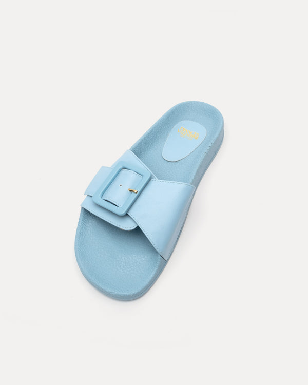 Daisy Slide - Vegan Leather Light Blue Sandals Frances Valentine