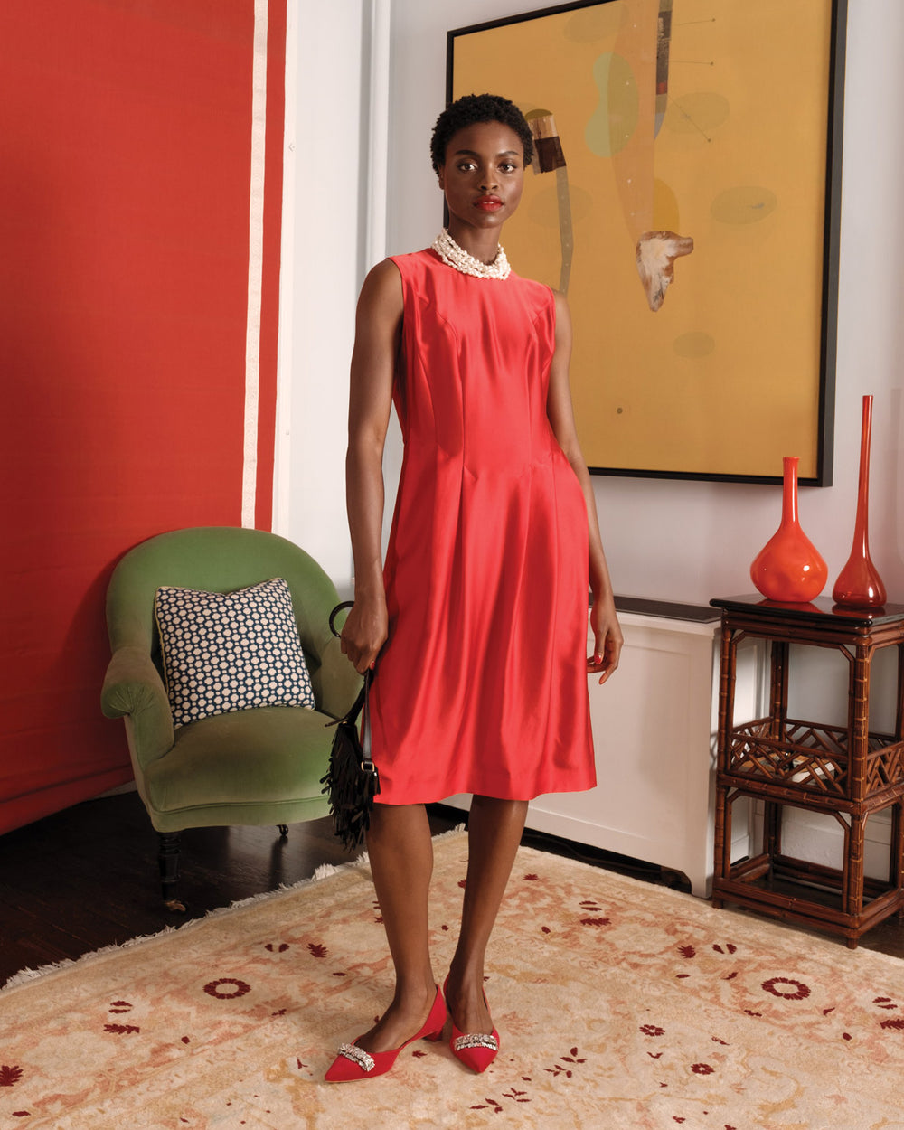 Florencia Silk Dress - Red Dresses Frances Valentine
