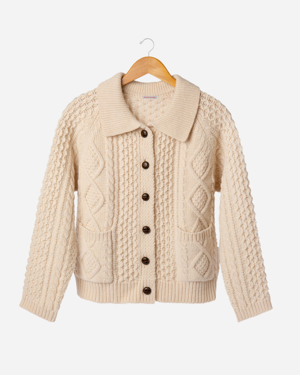 Wool Fisherman Cardigan Sweater - Natural Sweater Frances Valentine