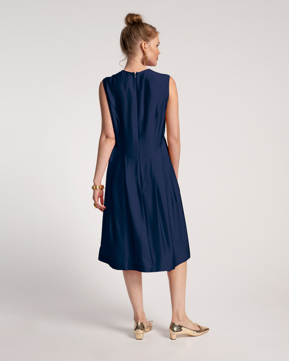 Florencia Dress Silk - Navy Dresses Frances Valentine