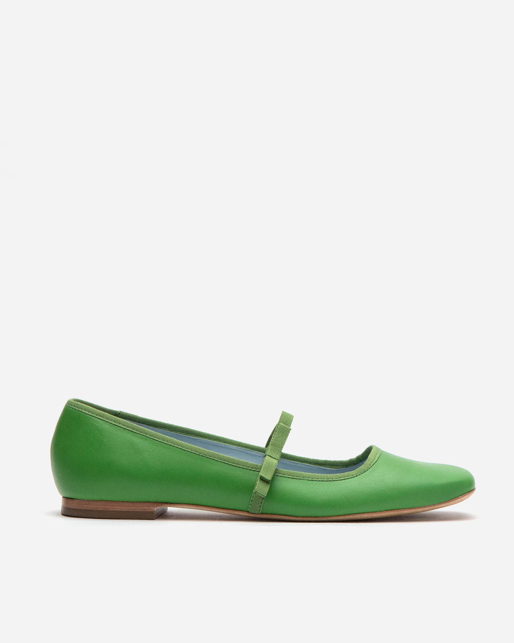 Jude Mary Jane Flat - Leather Green Flats Frances Valentine