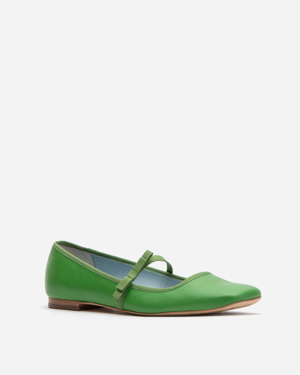 Jude Mary Jane Flat - Leather Green Flats Frances Valentine