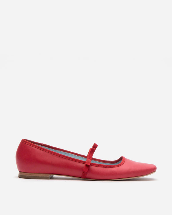 Jude Mary Jane Flat - Leather Red Flats Frances Valentine