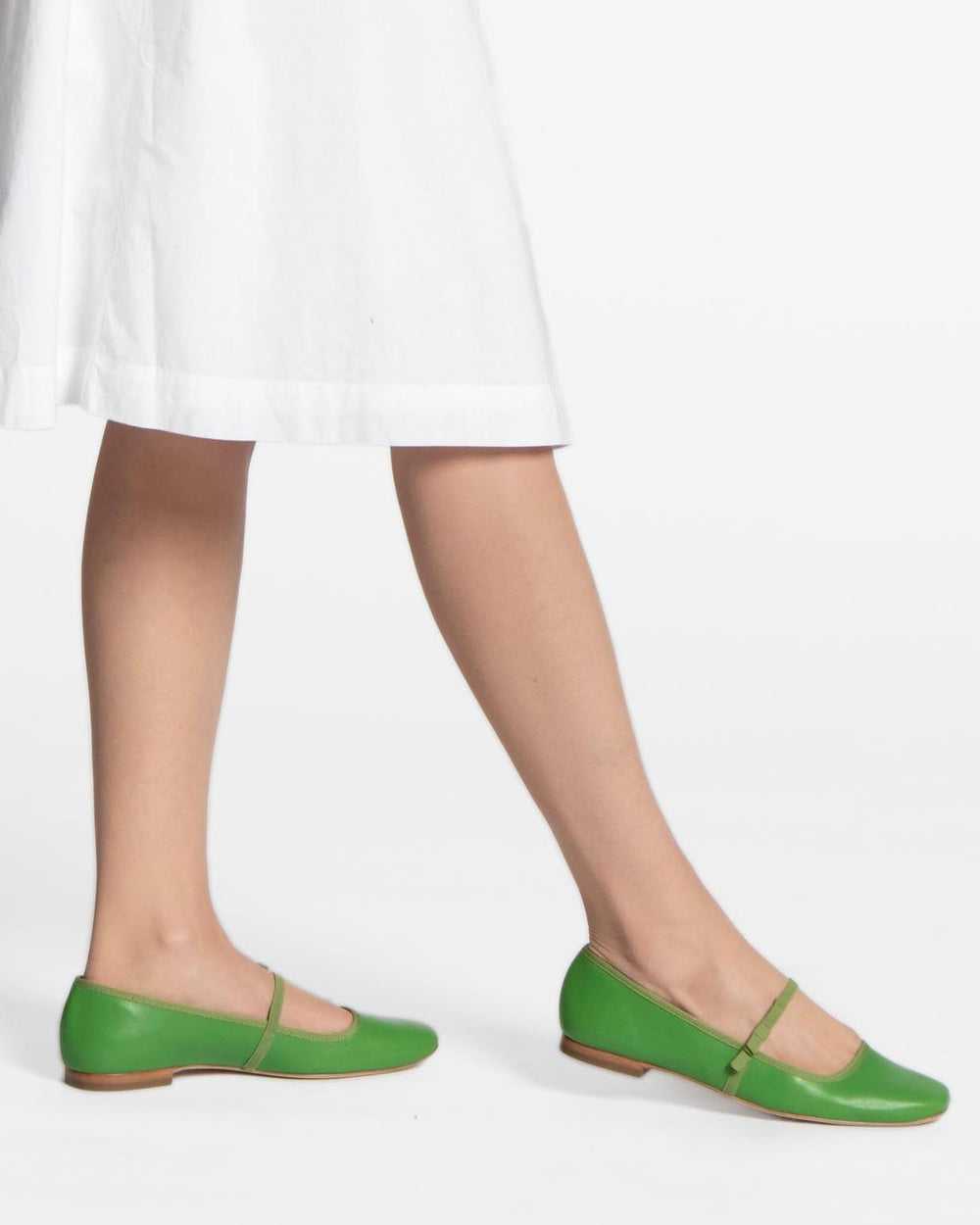 Jude Mary Jane Flat - Leather Green Flats Frances Valentine