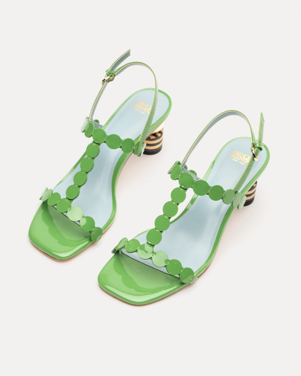 Kiki Mini Dot Heel - Green Heels Frances Valentine