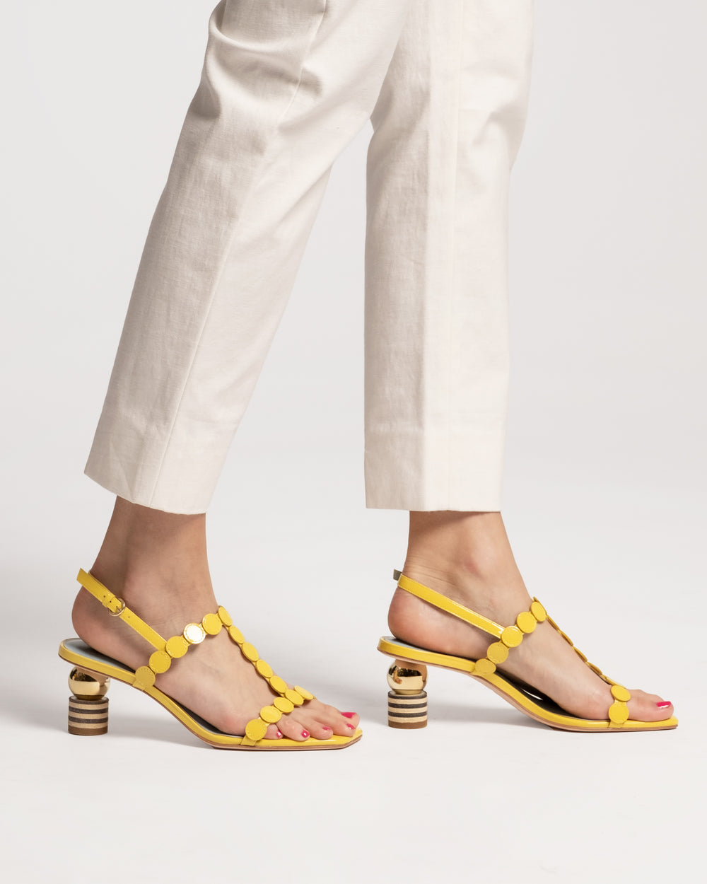 Kiki Mini Dot Heel - Yellow Heels Frances Valentine