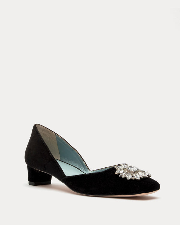 McCall Mini Block Heel - Velvet Black Heels Frances Valentine