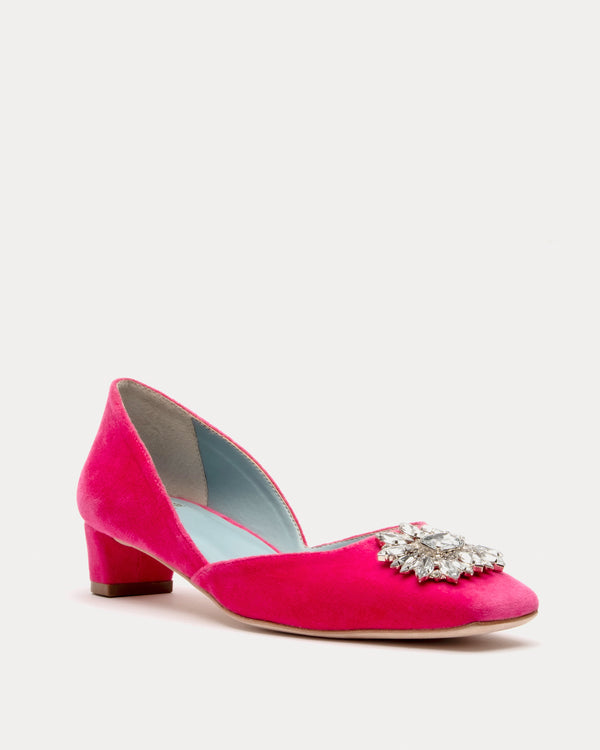 McCall Mini Block Heel - Velvet Pink Heels Frances Valentine