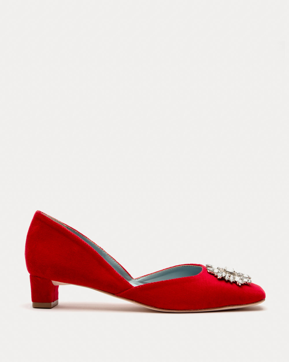 McCall Mini Block Heel - Velvet Red Heels Frances Valentine