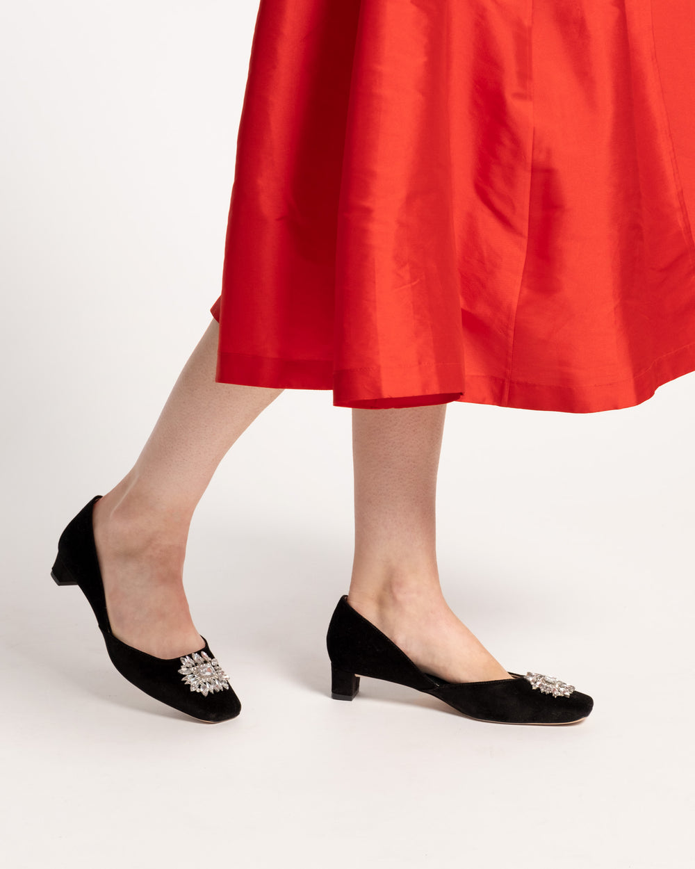 McCall Mini Block Heel - Velvet Black Heels Frances Valentine