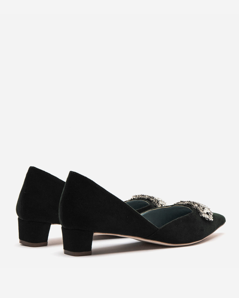 Paula Mini Block Heel - Velvet Black Heels Frances Valentine