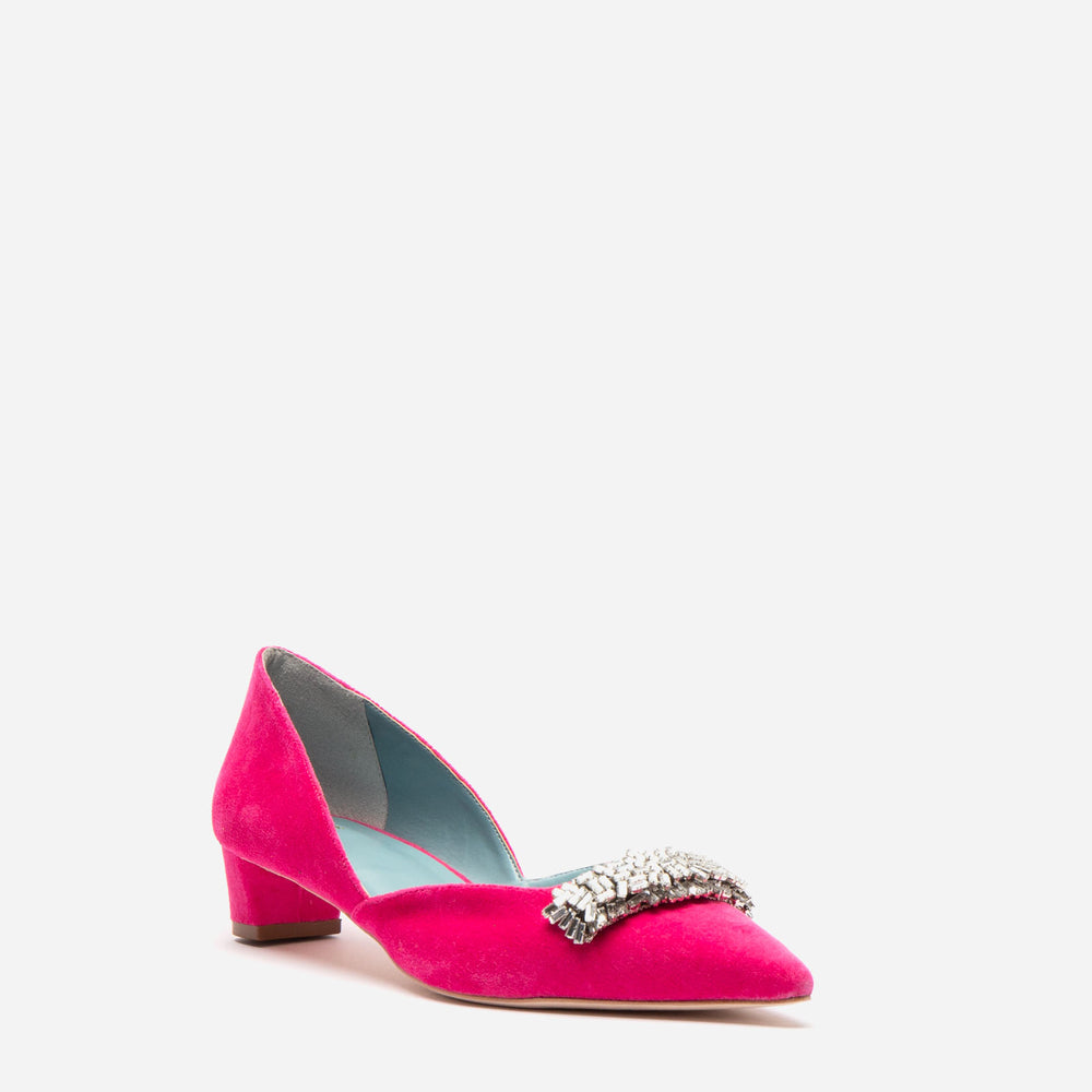 Paula Mini Block Heel - Velvet Pink Heels Frances Valentine