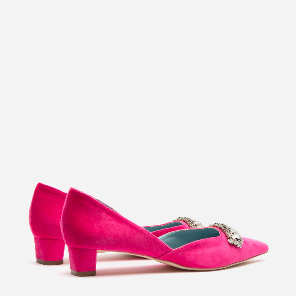 Paula Mini Block Heel - Velvet Pink Heels Frances Valentine