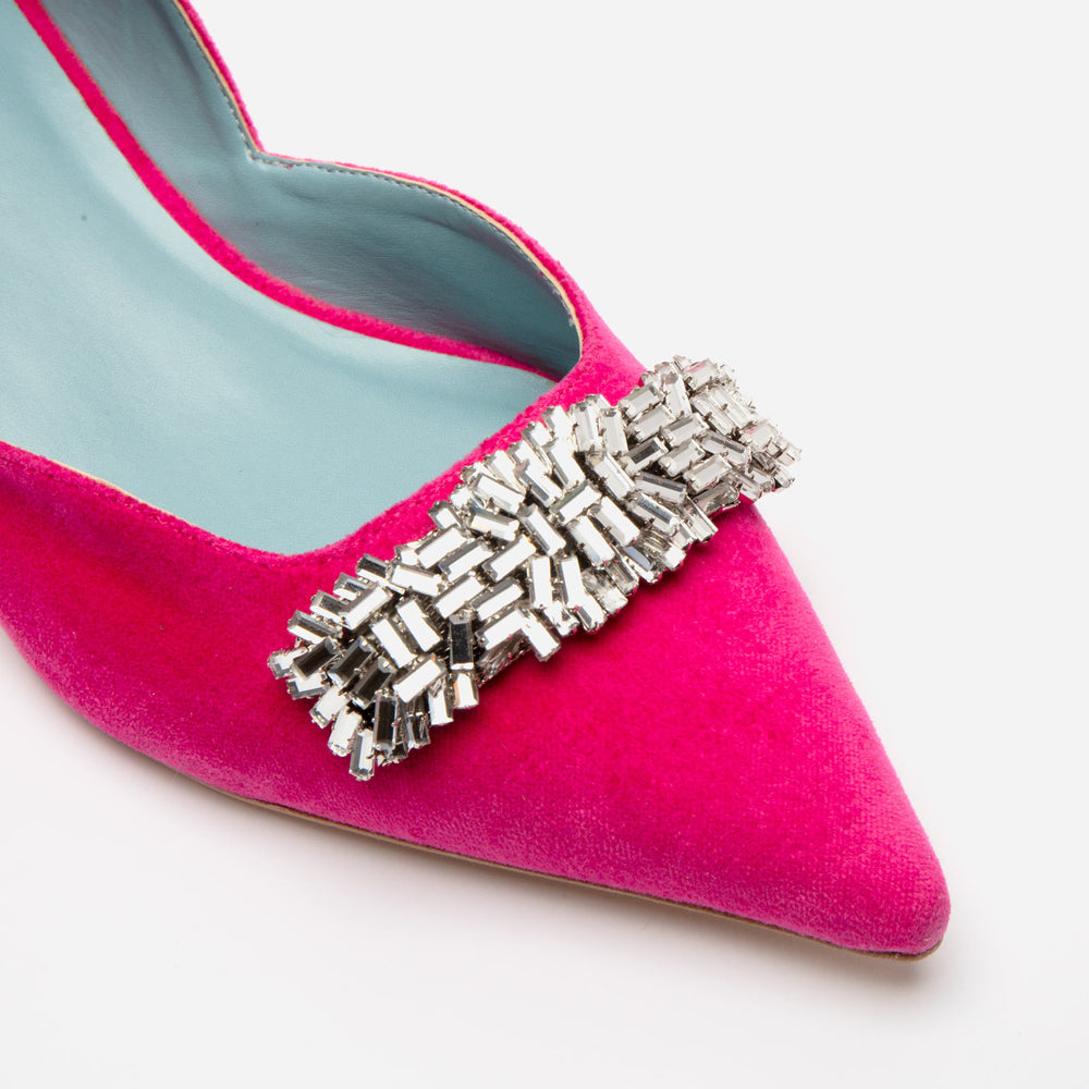 Paula Mini Block Heel - Velvet Pink Heels Frances Valentine