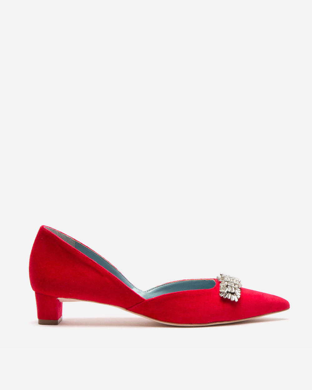 Paula Mini Block Heel - Velvet Red Heels Frances Valentine