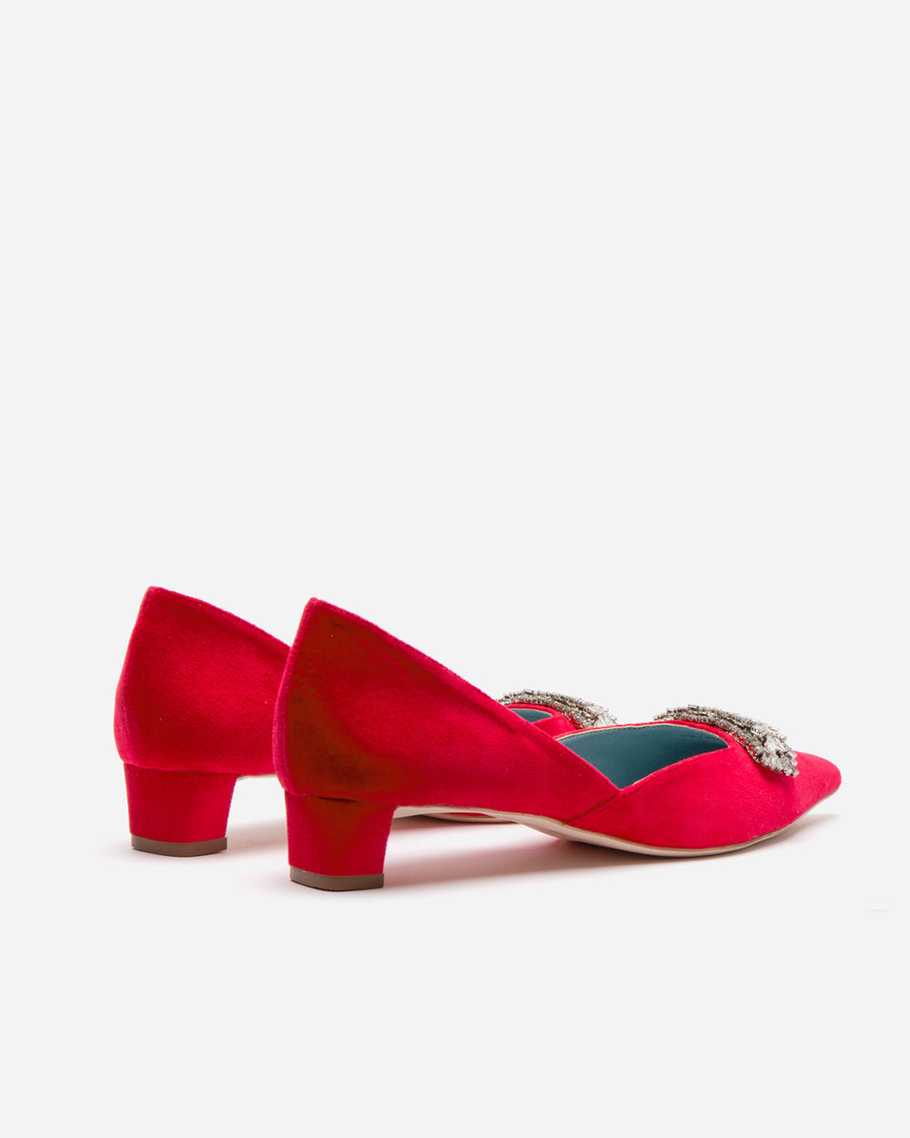 Paula Mini Block Heel - Velvet Red Heels Frances Valentine