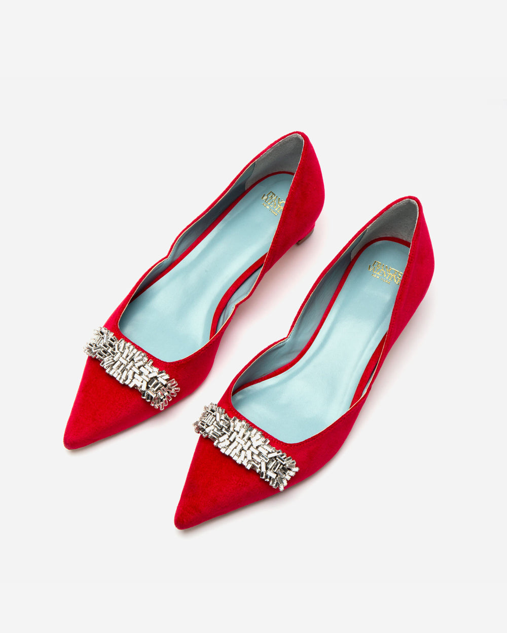 Paula Mini Block Heel - Velvet Red Heels Frances Valentine