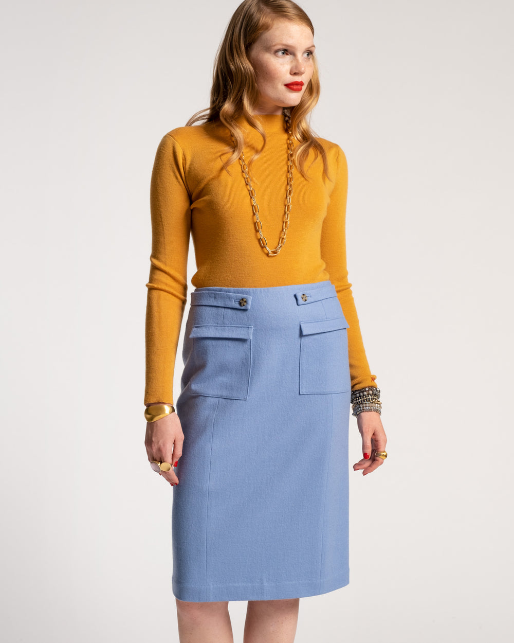 Marie Long Sleeve Sweater - Mustard Sweater Frances Valentine