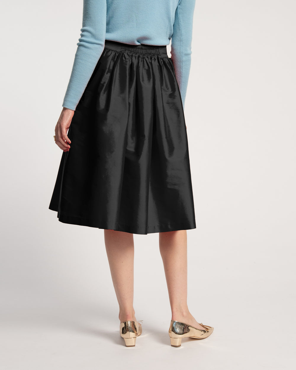 Barbara Midi Skirt - Gathered Black Skirts Frances Valentine