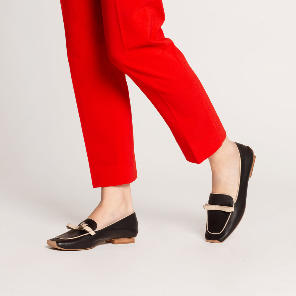 Suzanne Loafer - Leather Black Oyster Loafers Frances Valentine