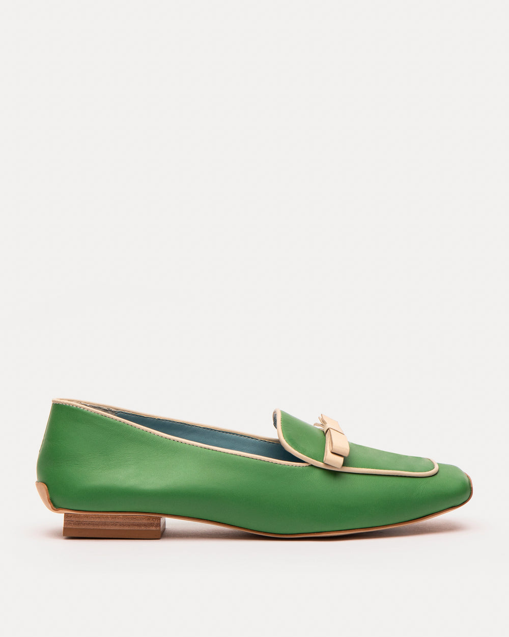Suzanne Loafer Leather Green Oyster Loafers Frances Valentine
