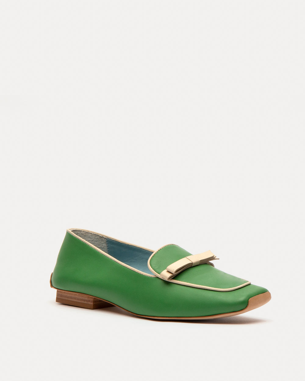 Suzanne Loafer Leather Green Oyster Loafers Frances Valentine