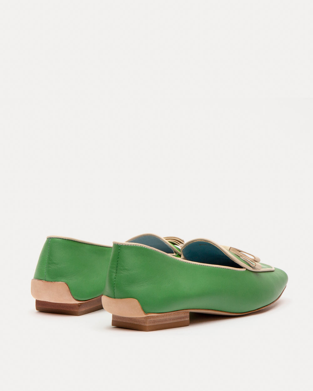 Suzanne Loafer Leather Green Oyster Loafers Frances Valentine