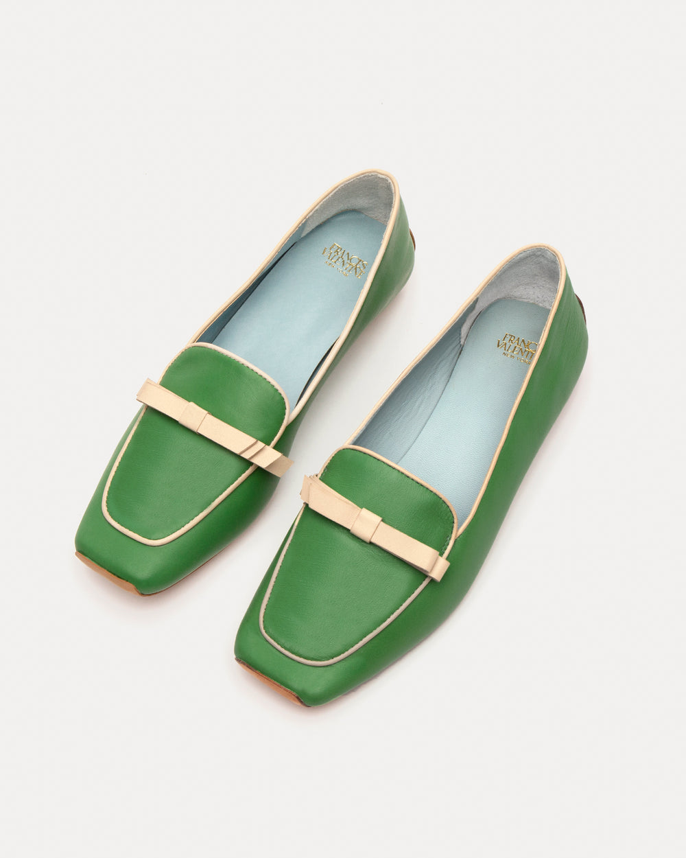 Suzanne Loafer Leather Green Oyster Loafers Frances Valentine
