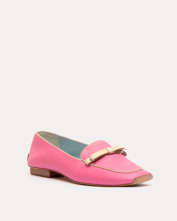 Suzanne Loafer - Leather Pink Oyster Loafers Frances Valentine