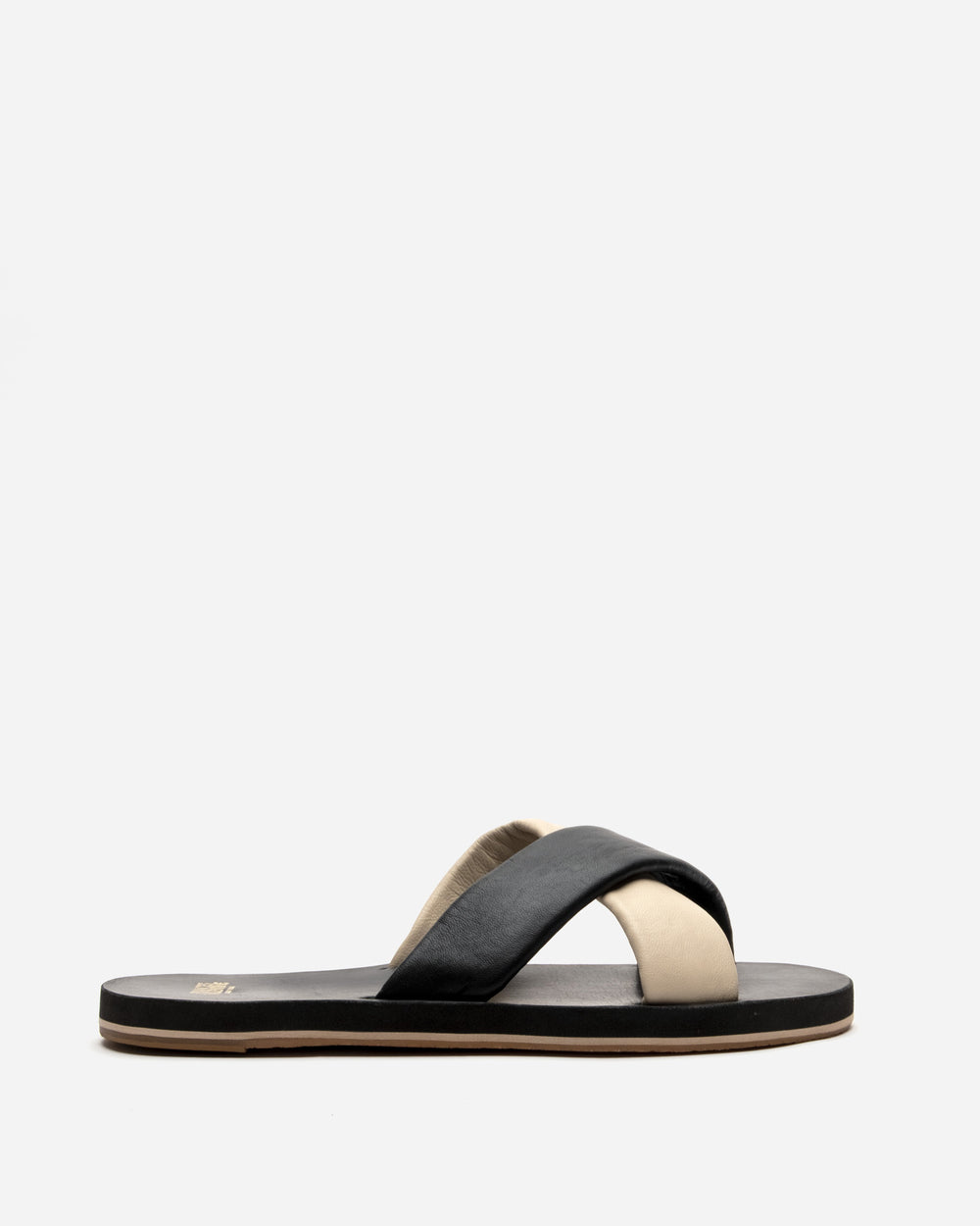 Criss Cross Cloud Slide - Black Oyster Sandals Frances Valentine