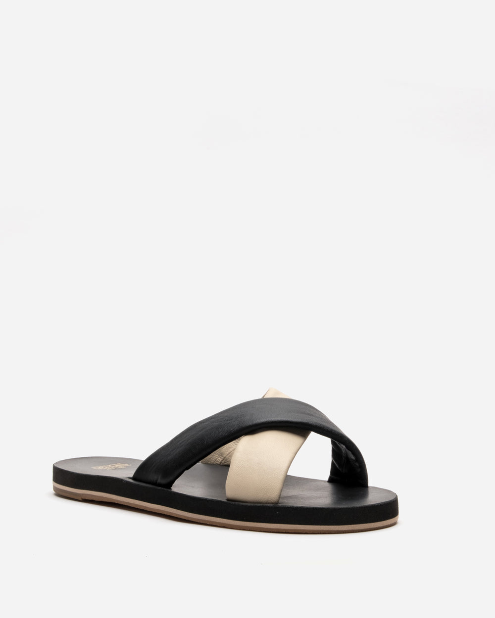 Criss Cross Cloud Slide - Black Oyster Sandals Frances Valentine
