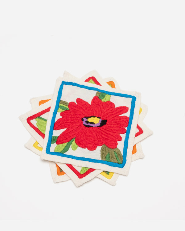 Embroidered Cocktail Napkins - Floral Explosion Cloth Napkins Frances Valentine