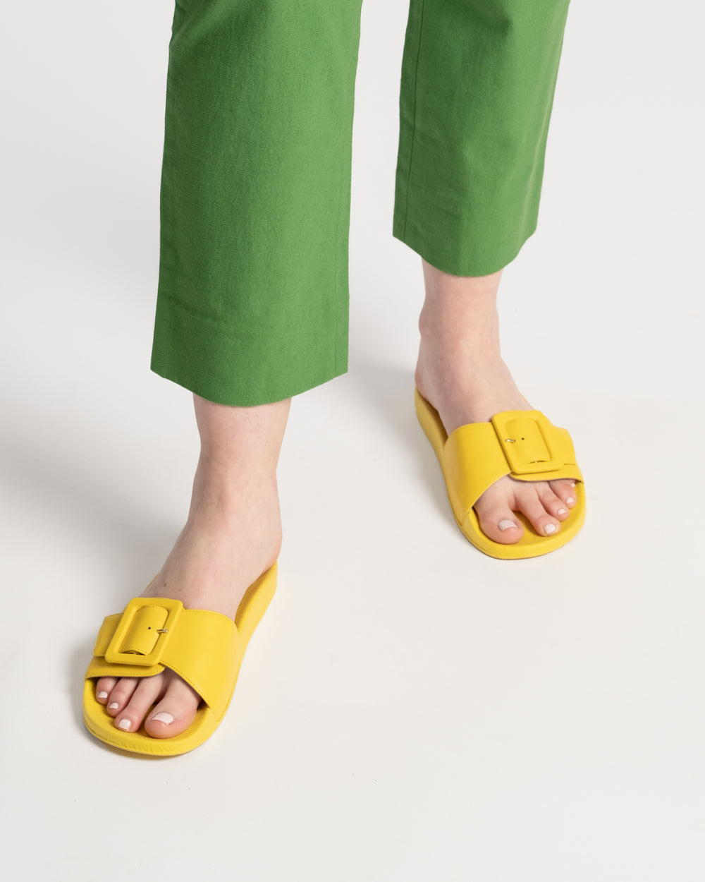 Daisy Slide - Vegan Leather Yellow Sandals Frances Valentine