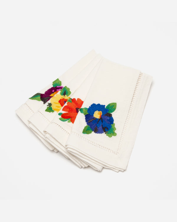 Embroidered Dinner Napkins - Floral Explosion Cloth Napkins Frances Valentine