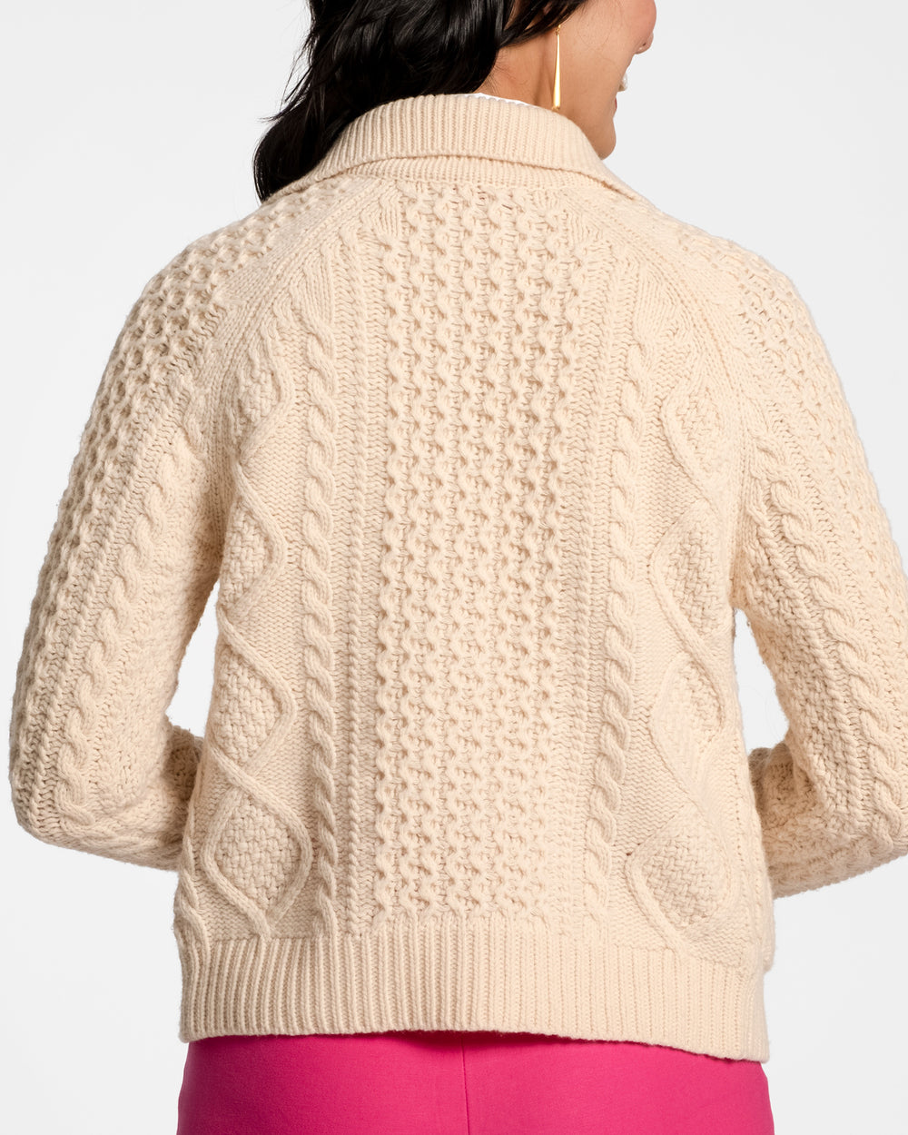 Wool Fisherman Cardigan Sweater - Natural Sweater Frances Valentine