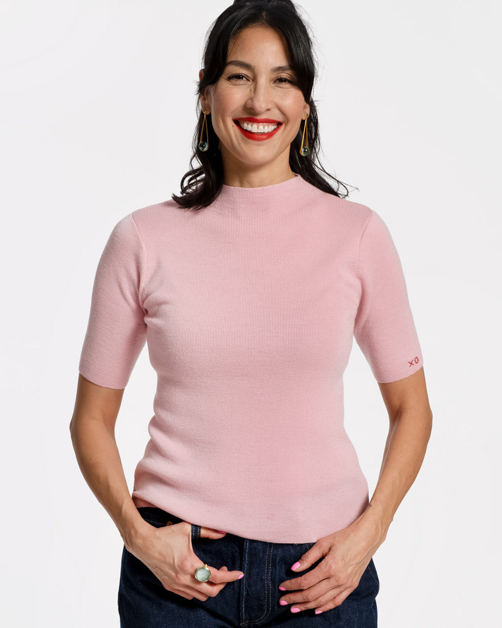 Marie Merino Mock Neck - Pink Tops Frances Valentine