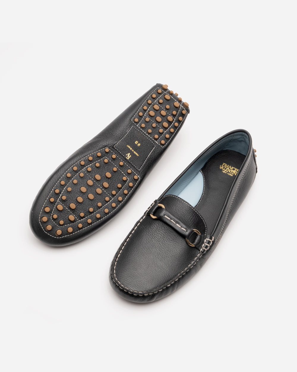 Charlie Driving Loafer - Tumbled Leather Black Loafers Frances Valentine