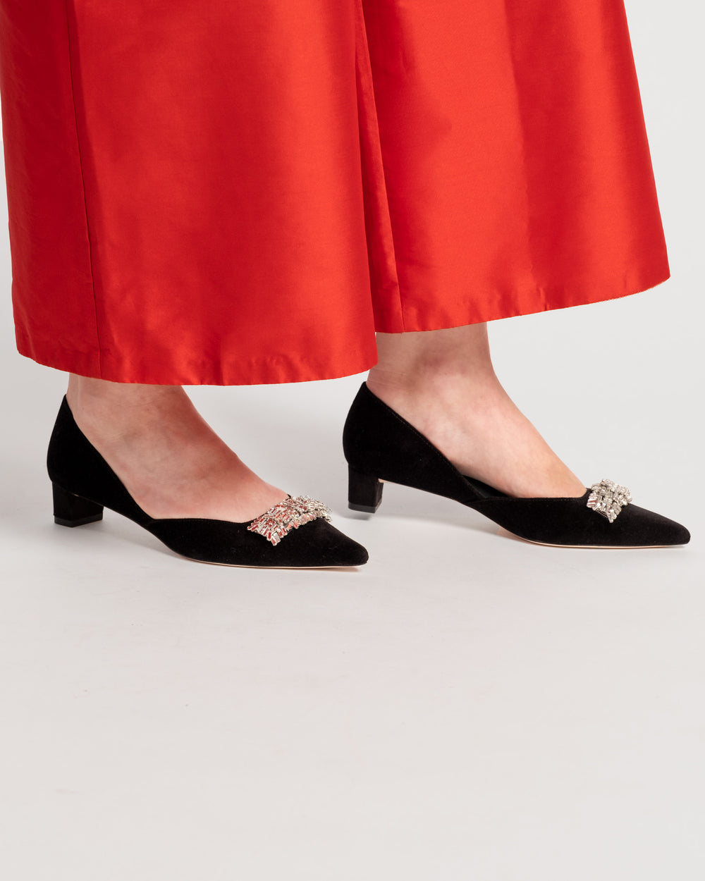 Paula Mini Block Heel - Velvet Black Heels Frances Valentine