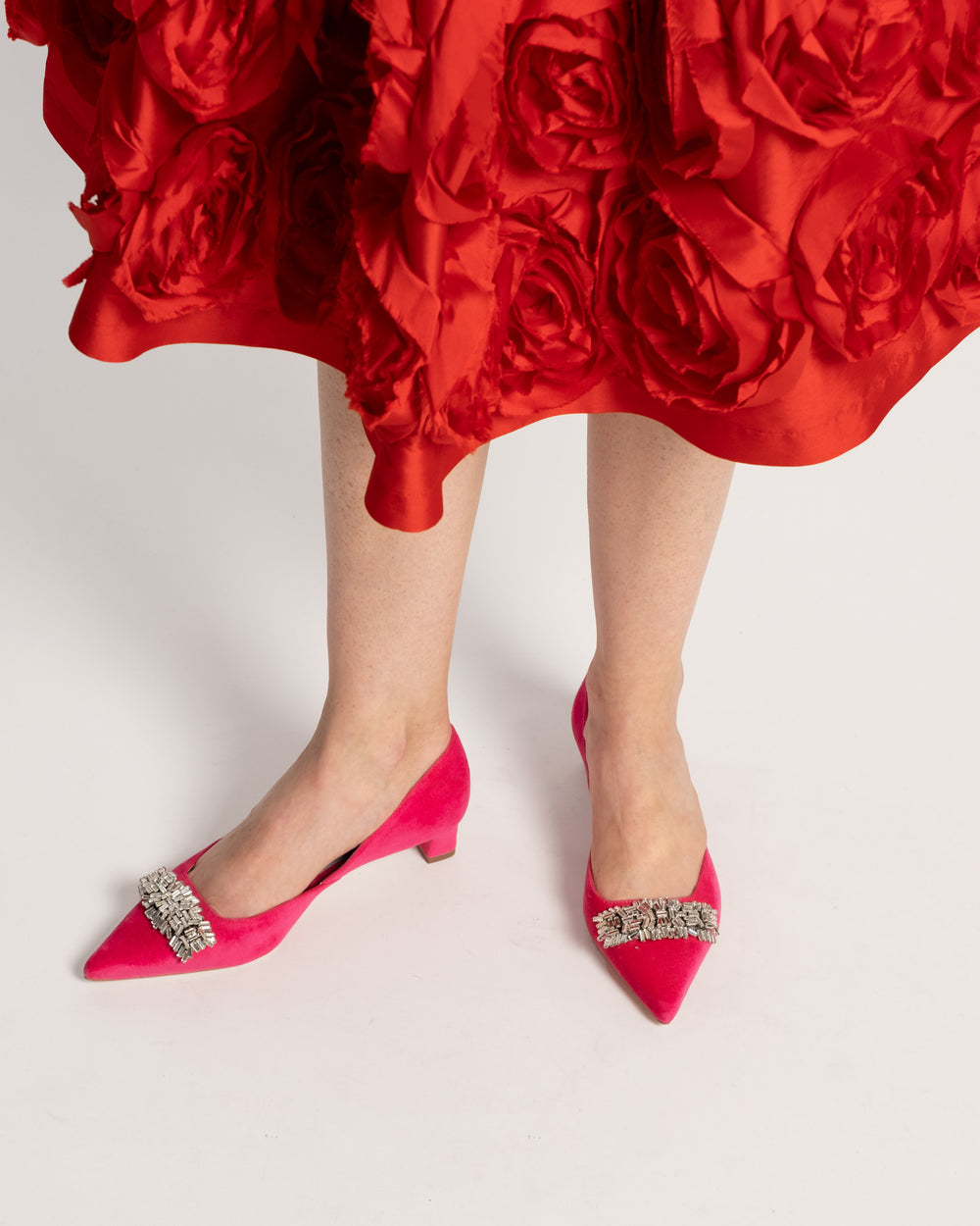 Paula Mini Block Heel - Velvet Pink Heels Frances Valentine