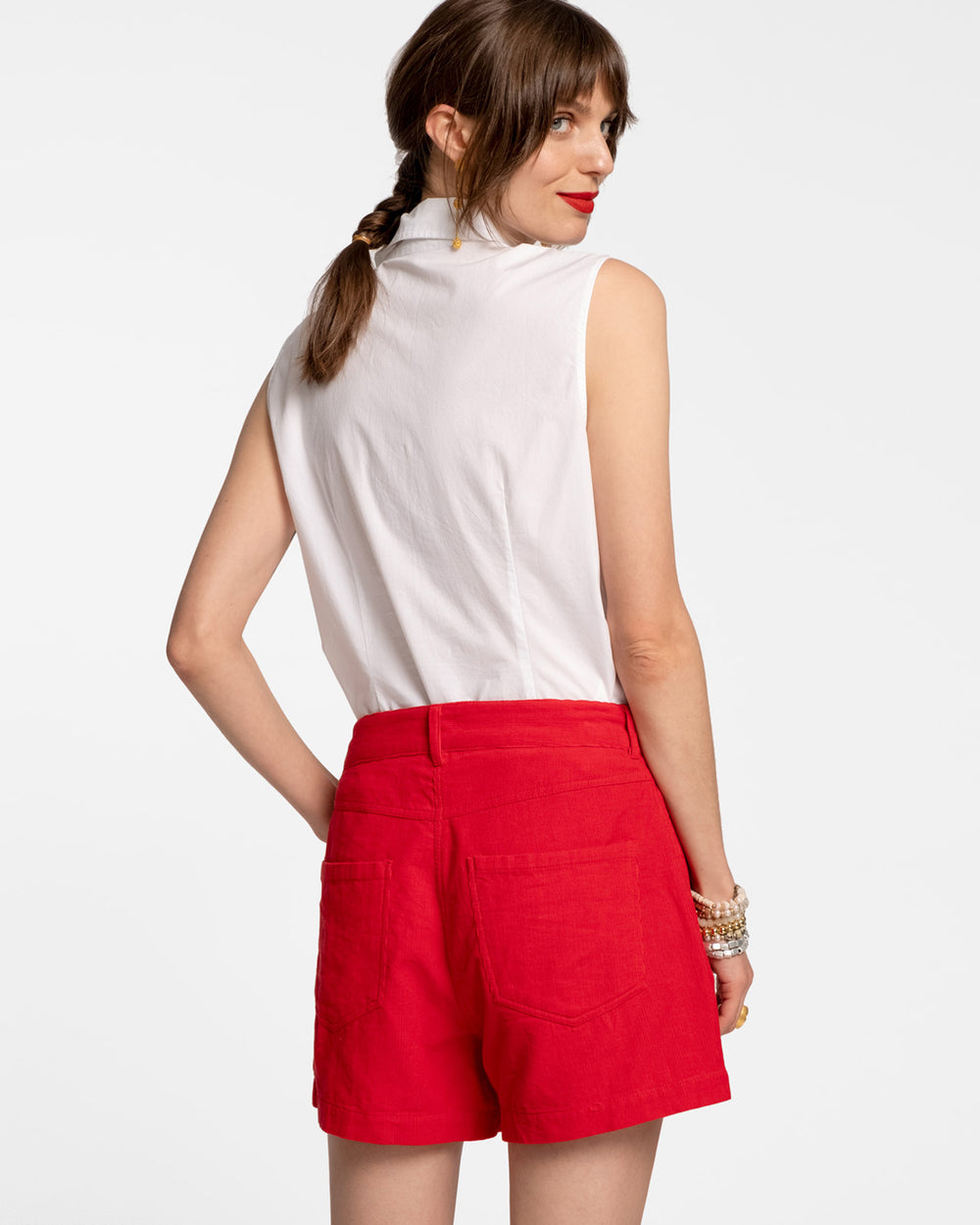 Lizzie Pointed Collar Shell - White Tops Frances Valentine