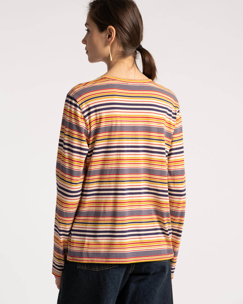 Long Sleeve Striped Shirt - Regatta Stripe Navy Yellow Tops Frances Valentine