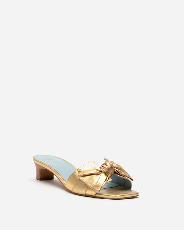 Sandy Slide Heel - Nappa Leather Platino Heels Frances Valentine