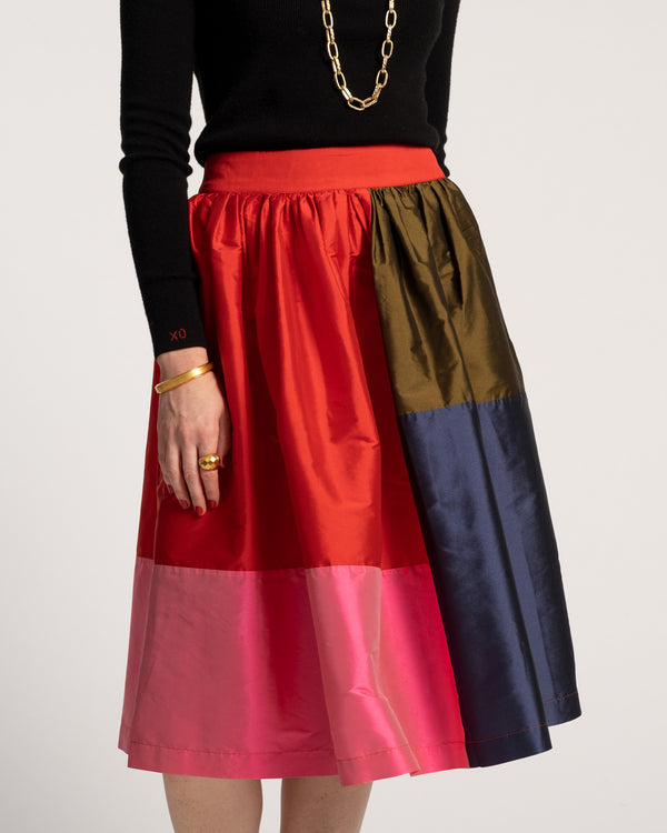 Barbara Midi Skirt - Colorblock Skirts Frances Valentine