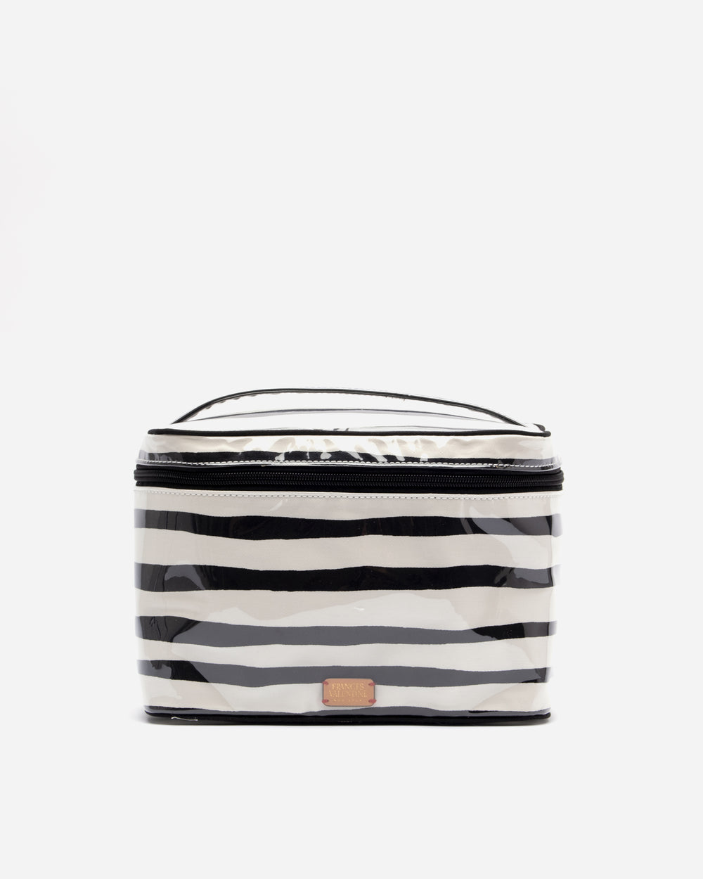 Train Case Cosmetic Painterly Stripe Black Oyster Large Cosmetic Frances Valentine