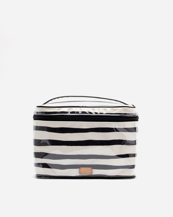 Train Case Cosmetic Painterly Stripe Black Oyster Large Cosmetic Frances Valentine