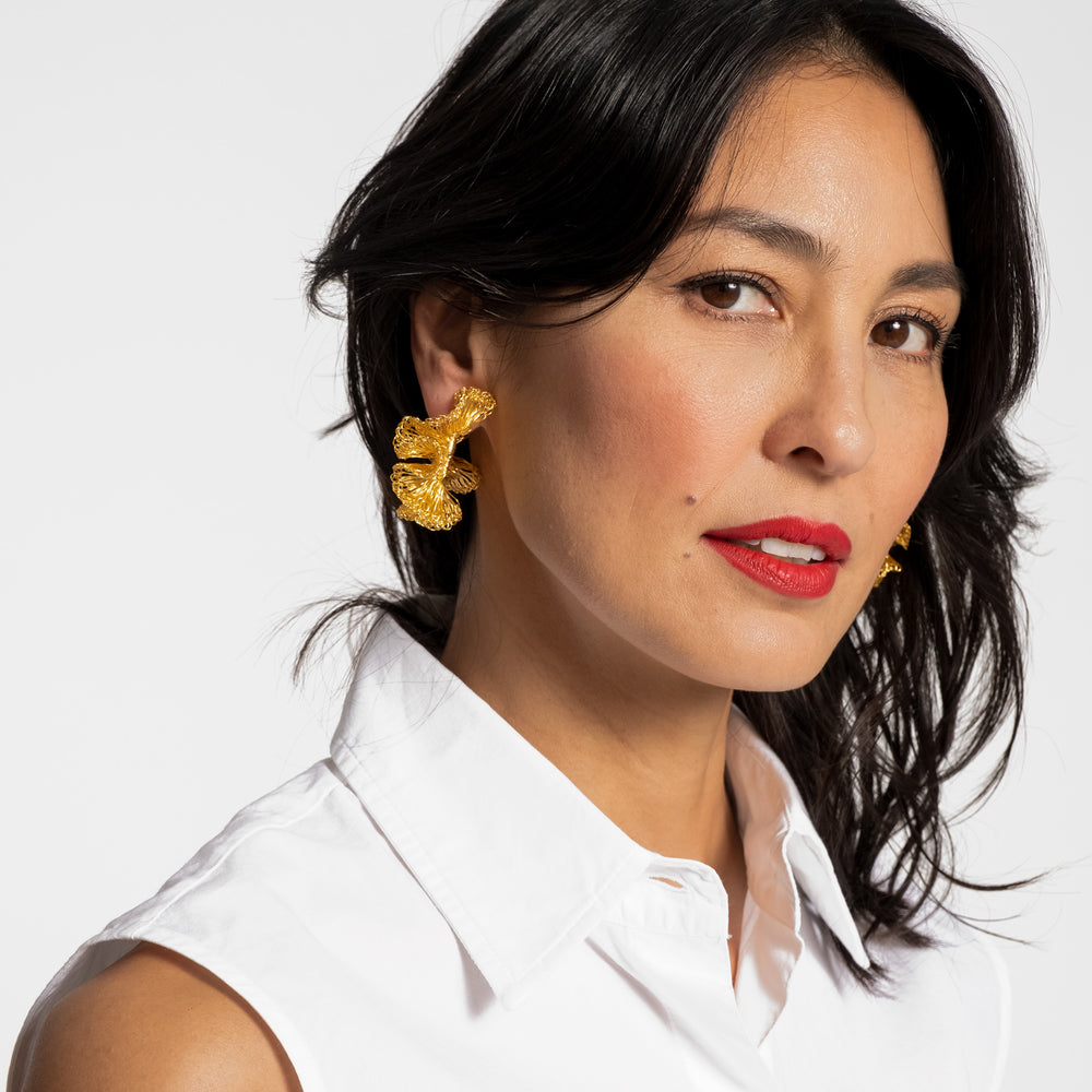Crochet Ruffled Hoop Earring Earrings Lavish